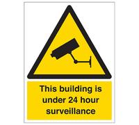 V Safety Building 24 Hour Surveillance Sign - Rigid Plastic - 300X400mm (X3)