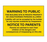 V Safety Building Site Private Property Warning Sign Adhesive Vinyl 40X30Cm (X3)