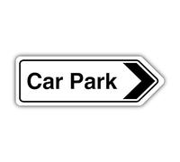 V Safety Car Park Arrow Right - Shaped Sign 300 x 100 mm - 3mm Brushed Aluminium Composite