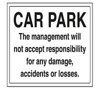 V Safety Car Park/Management Responsibility Parking Sign - 300mm x 200mm - 1mm Rigid Plastic