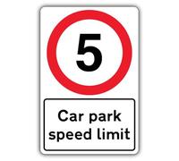 V Safety Car Park Speed Limit - Speed Limit 5 MPH Safety Sign - 300 x 450 mm - 2mm Rigid Plastic