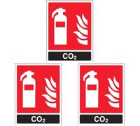 V Safety Carbon Dioxide Co2 Id Fire Extinguisher Sign - 150mm x 200mm - Self Adhesive Vinyl (Pack of 3)