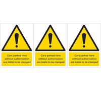 V Safety Cars Will Be Clamped 150 x 200mm - 2mm Rigid Plastic Safety Sign (Pack of 3)