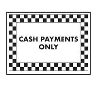 V Safety Cash Payments Only 300 x 200 mm - 2mm Rigid Plastic Safety Sign