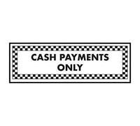 V Safety Cash Payments Only Sign - 200mm x 80mm - Window Sticker
