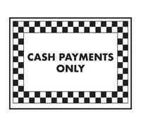 V Safety Cash Payments Only Sign - 300mm x 200mm - Rigid Plastic