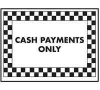 V Safety Cash Payments Only Sign - 300mm x 200mm - Self Adhesive