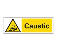 V Safety Caustic - Landscape 600 x 200 mm - 3mm Brushed Aluminium Composite Safety Sign