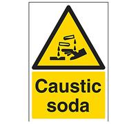 V Safety Caustic Soda Warning Sign - 200mm x 300mm - 1mm Rigid Plastic