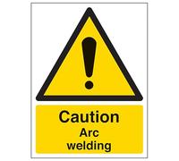 V Safety Caution Arc Welding - Portrait 150 x 200 mm - Glow In The Dark Self Adhesive Vinyl Safety Sign