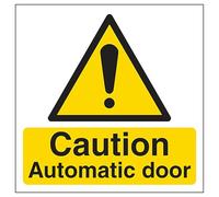 V Safety Caution Automatic Door 150 x 150 mm - Glow In The Dark 1mm Rigid Plastic Safety Sign