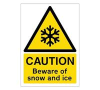 V Safety Caution Beware Of Snow and Ice - A4 210 x 297 mm (A4) - Self Adhesive Vinyl Safety Sign