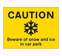 V Safety Caution Beware Of Snow and Ice In Car Park Sign - 600mm x 450mm - 2mm Rigid Plastic