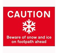 V Safety Caution Beware Of Snow and Ice On Footpath Ahead Sign - 600mm x 450mm - 2mm Rigid Plastic
