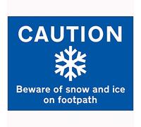 V Safety Caution Beware Of Snow and Ice On Footpath Sign - 600mm x 450mm - 2mm Rigid Plastic