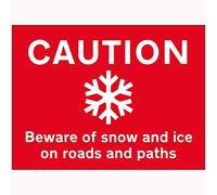 V Safety Caution Beware of Snow and Ice on Roads and Paths Sign - 600 mm x 450 mm - 2 mm Rigid Plastic Safety Sign