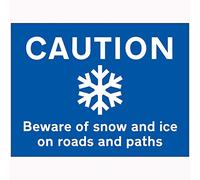 V Safety Caution Beware Of Snow and Ice On Roads and Paths Sign - 600mm x 450mm - 2mm Rigid Plastic