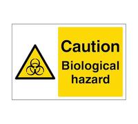 V Safety Caution Biological Hazard - Landscape 300 x 200 mm - 1mm Rigid Plastic Safety Sign