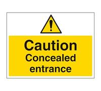 V Safety Caution Concealed Entrance - Large Landscape 400 x 300 mm - 2mm Rigid Plastic Safety Sign