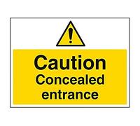 V Safety Caution Concealed Entrance Warning Sign - 400mm x 300mm - Self Adhesive Vinyl