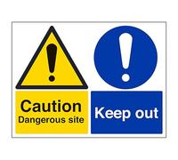 V Safety Caution Dangerous Site/Keep Out - Large Landscape 400 x 300 mm - 3mm Aluminium Composite Safety Sign