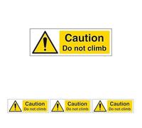 V Safety Caution, Do Not Climb Sign - Landscape - 300mm x 100mm - 2mm Rigid Plastic (Pack of 4)
