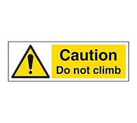 V Safety Caution, Do Not Climb Warning Sign - 300mm x 100mm - Self Adhesive Vinyl