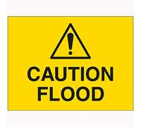 V Safety Caution Flood Sign - 600mm x 450mm - 2mm Rigid Plastic