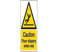V Safety Caution Floor Slippery When Wet Warning Sign - 200mm x 300mm - 1mm Rigid Plastic