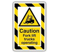 V Safety Caution Fork Lift Trucks Operating - ExtraViz 250 x 350 mm - 1mm Rigid Plastic Safety Sign