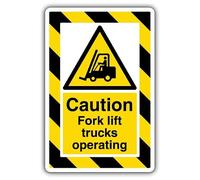 V Safety Caution Fork Lift Trucks Operating - ExtraViz 250 x 350 mm - 2mm Rigid Plastic Safety Sign