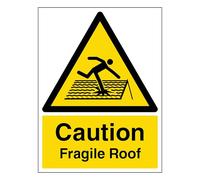 V Safety Caution Fragile Roof - Portrait 300 x 400mm - 2mm Rigid Plastic Safety Sign
