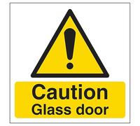 V Safety Caution - Glass Door 150 x 150 mm - 1mm Rigid Plastic Safety Sign