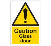 V Safety Caution Glass Door - Portrait 150 x 200mm - 2mm Rigid Plastic Safety Sign