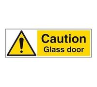 V Safety Caution Glass Door Warning Sign - 600mm x 200mm - Self Adhesive Vinyl
