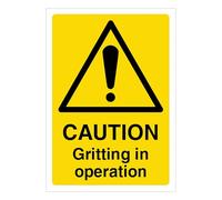 V Safety Caution Gritting In Operation - A4 210 x 297 mm (A4) - Glow In The Dark Self Adhesive Vinyl Safety Sign