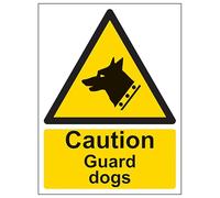 V Safety Caution Guard Dogs - Portrait 150 x 200 mm - Glow In The Dark 1mm Rigid Plastic Safety Sign