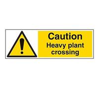 V Safety Caution, Heavy Plant Crossing Warning Sign - 600mm x 200mm - 1mm Rigid Plastic