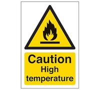 V Safety Caution High Temperature - Portrait 100 x 150 mm - 3mm Aluminium Composite Safety Sign