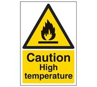 V Safety Caution High Temperature Sign - 200mm x 300mm - Self Adhesive Vinyl