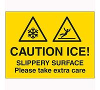 V Safety Caution Ice! Slippery Surface Please Take Extra Care Sign - 600mm x 450mm - 2mm Rigid Plastic