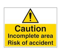 V Safety Caution Incomplete Area Risk Of Accident - Large Landscape 600 x 450 mm - 3mm Aluminium Composite Safety Sign