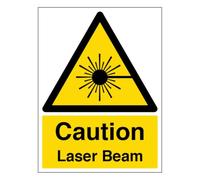 V Safety Caution Laser Beam - Portrait 150 x 200 mm - 2mm Super-Tough Rigid Plastic Safety Sign