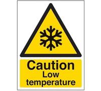 V Safety Caution Low Temperature Sign - 150mm x 200mm - Self Adhesive Vinyl