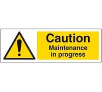 V Safety Caution, Maintenance In Progress Warning Sign - 300mm x 100mm - Self Adhesive Vinyl