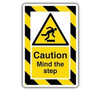 V Safety Caution Mind The Step - ExtraViz 250 x 350 mm - Face Adhesive Window Sticker Safety Sign