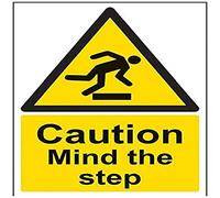 V Safety Caution Mind The Step Warning Sign - 200mm x 300mm - 1mm Rigid Plastic