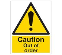 V Safety Caution Out Of Order - Portrait 200 x 300mm - 2mm Rigid Plastic Safety Sign