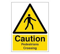 V Safety Caution Pedestrians Crossing - Portrait 150 x 200mm - 2mm Rigid Plastic Safety Sign