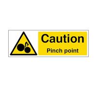 V Safety Caution Pinch Point - Landscape 300 x 100 mm - 1mm Rigid Plastic Safety Sign